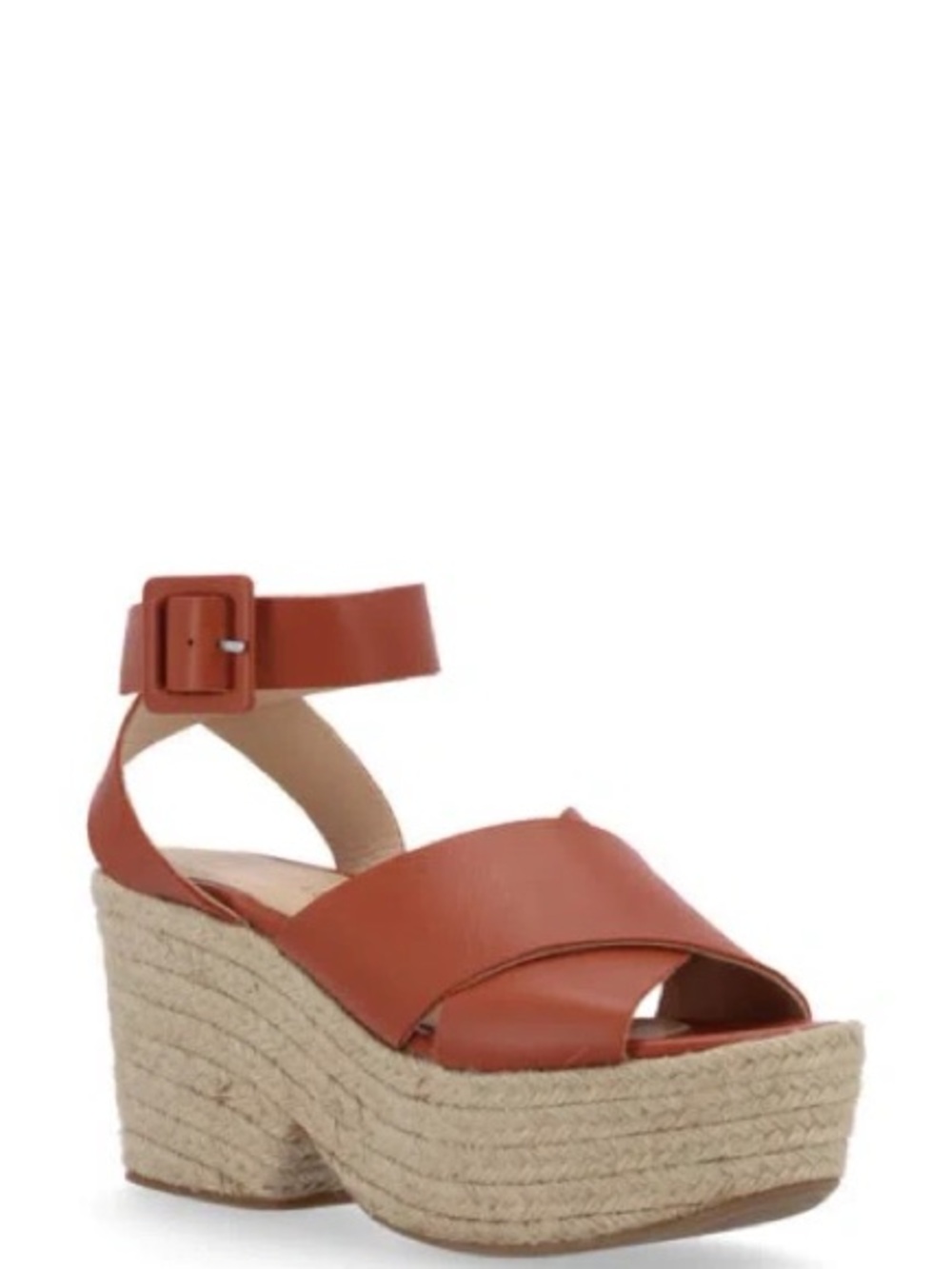 Alohas Womens Rust Brown Platform Espadrille Sandal with Ankle Buckle NWT